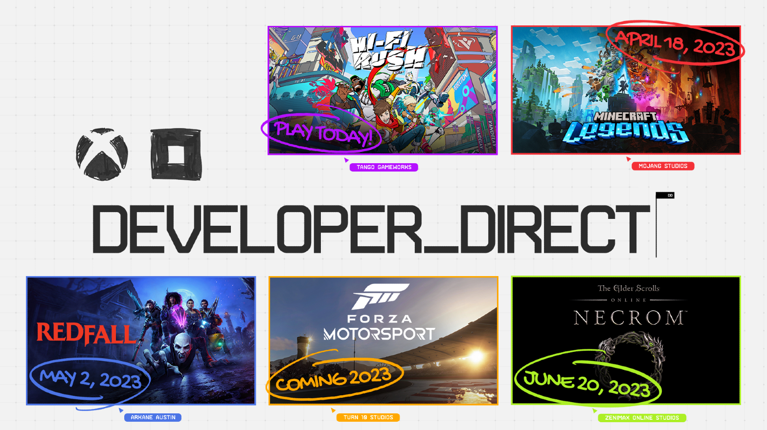 Image of multiple games announced at Developer Direct