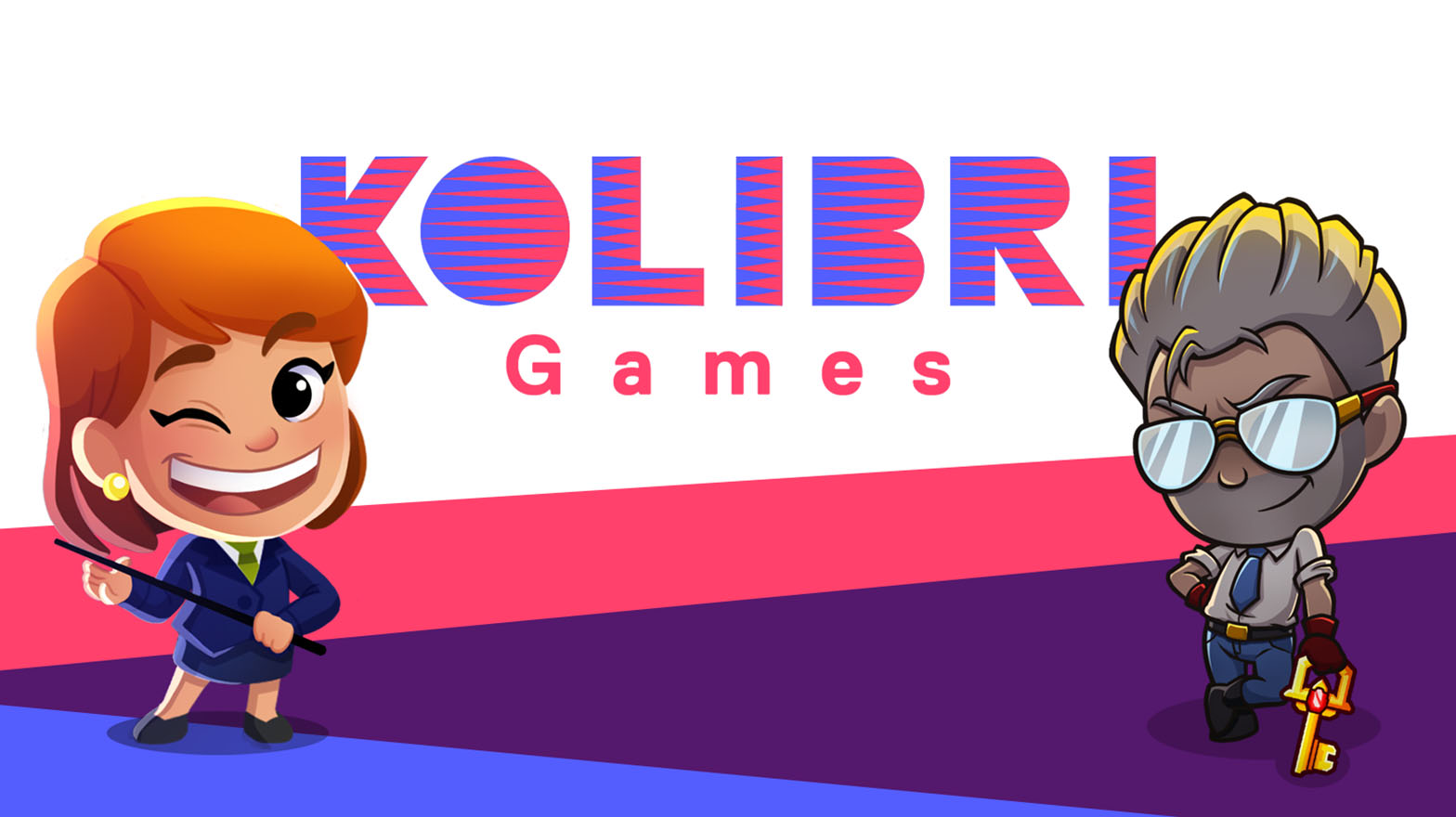 Kolibri Games logo with two cartoon people to either side