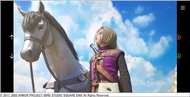 touch controls in Dragon Quest XI, with reduced options during a cut scene