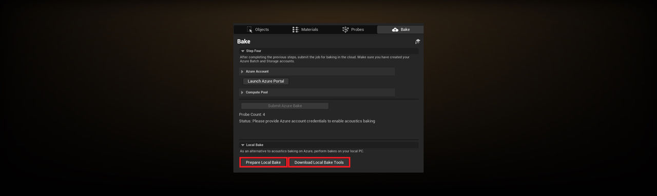 screenshot of local bake support