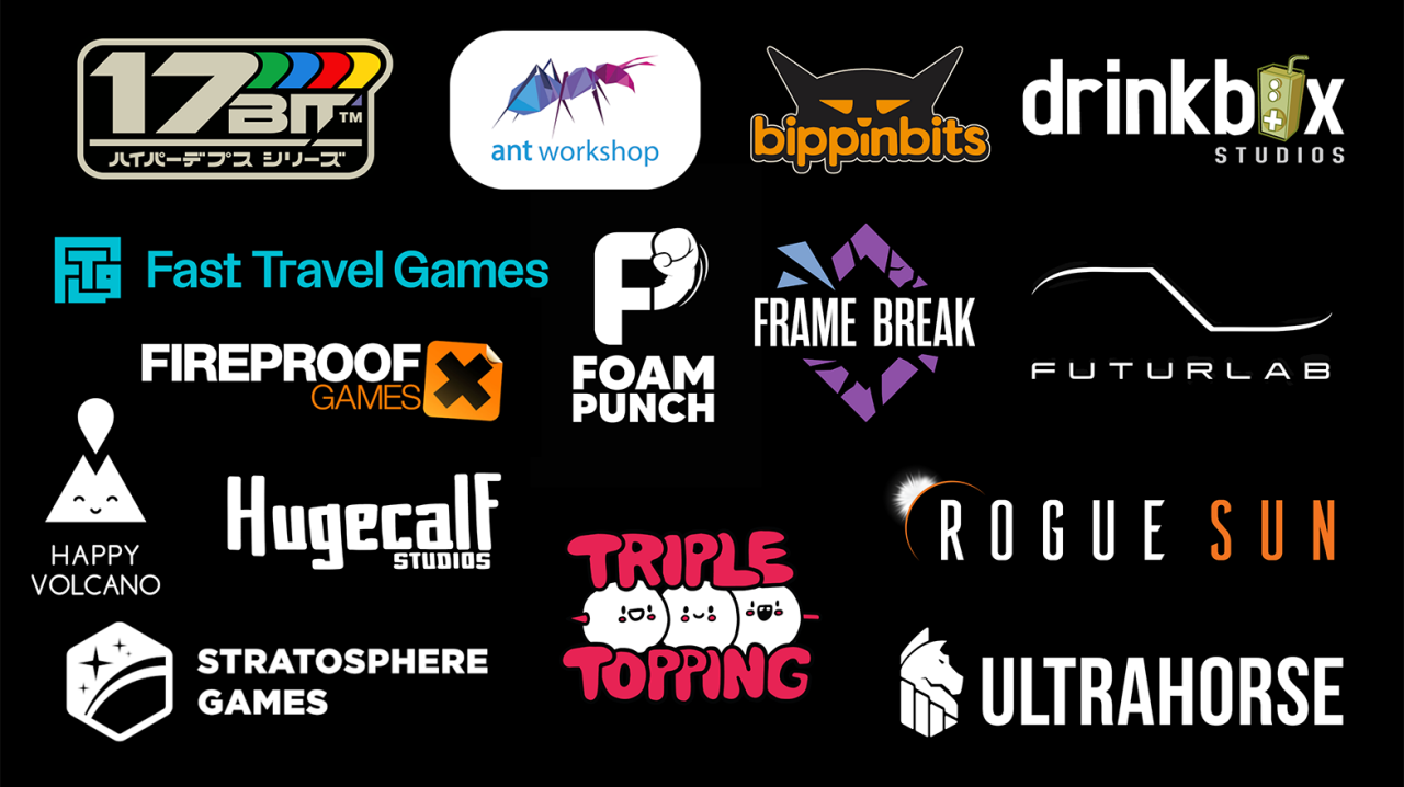 An image of logos from game studios