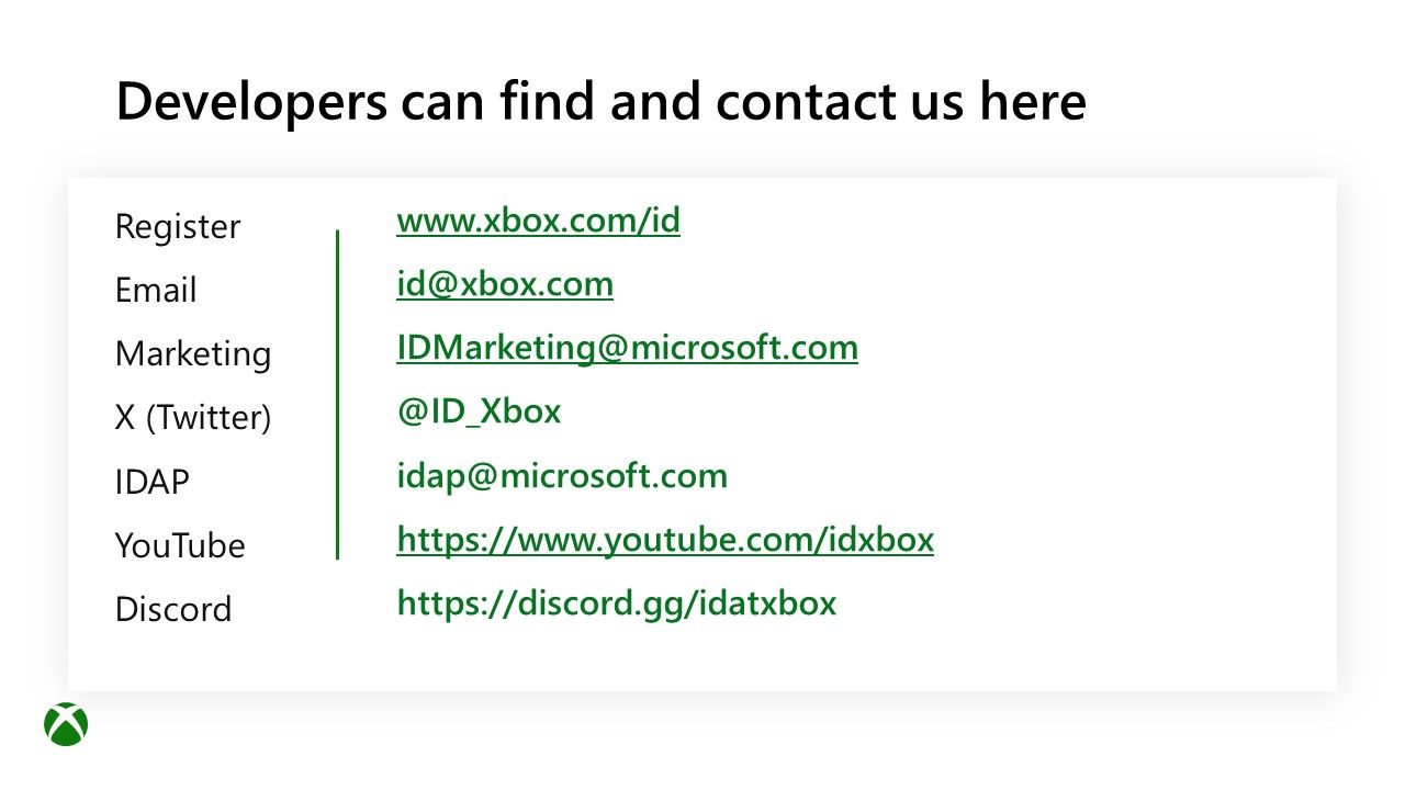 ID@Xbox contact info image