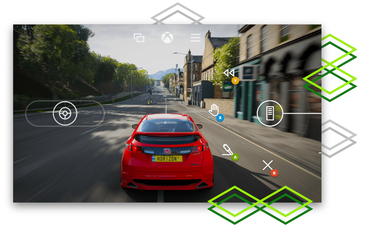 gameplay from Forza with a touch control overlay