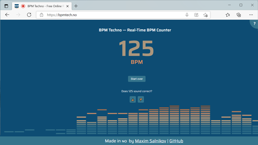 Screen shot from BPM Techno app