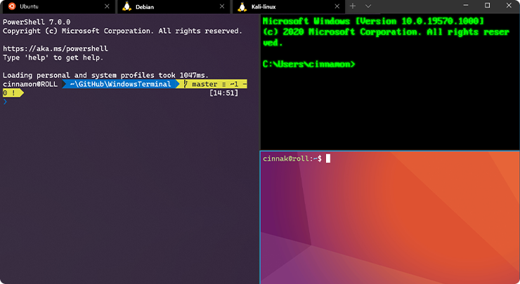 Imagen de ventanas de terminal que representan WSL