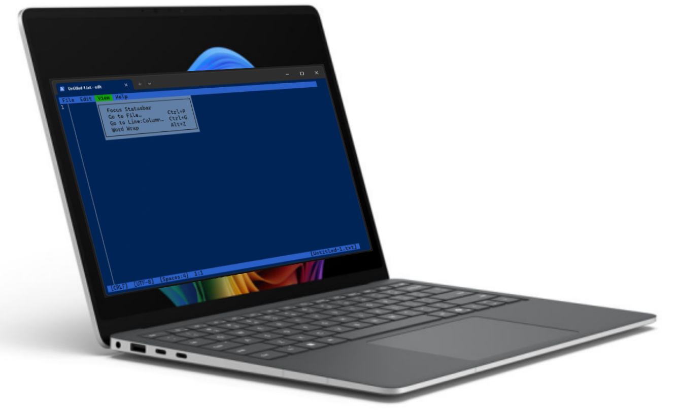 Képernyőkép a Windows Terminálról a parancssori felület szerkesztése eszközzel