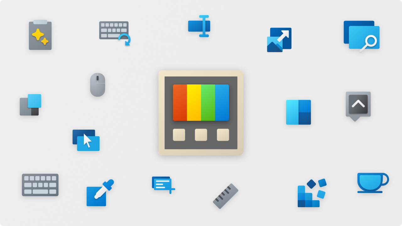 PowerToys-alkalmazások ikonjait ábrázoló kép